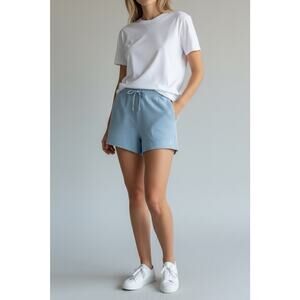 Outerknown Women’s Organic Cotton Drawstring Shorts Light Blue Size Medium NWT